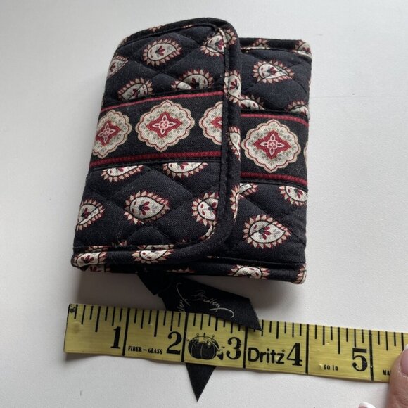 Vera Bradley Tri-Fold Wallet Maggie 2006 Black Paisley Medallion Pattern EUC - Picture 7 of 8